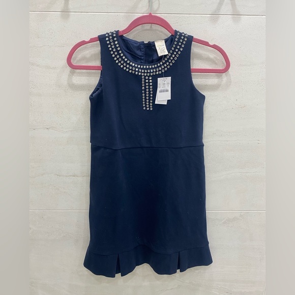 Adorable J Crew Crew Cuts Navy Rhinestone Dress Size 12 - Picture 2 of 4
